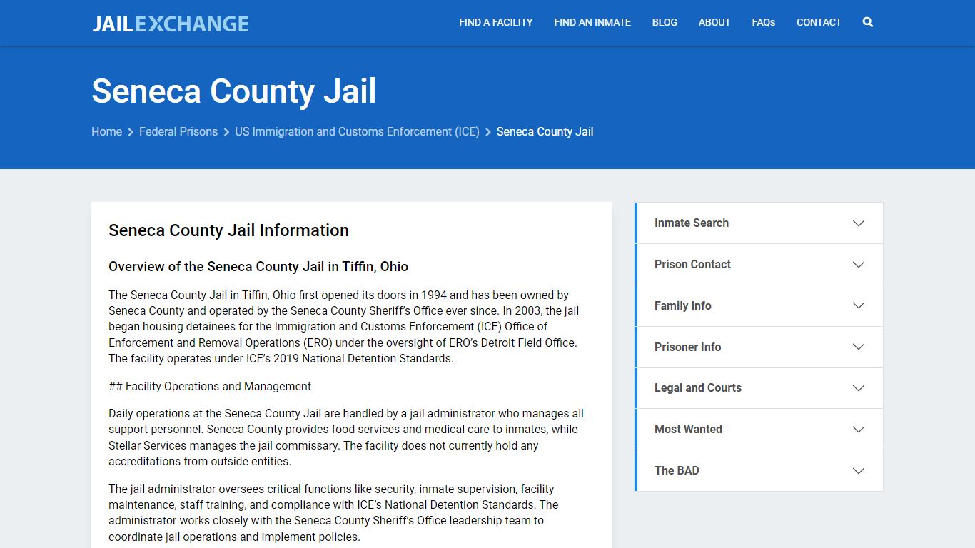 Federal Inmate Search - Seneca County Jail - Jail Exchange